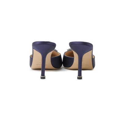 Hangisi Mules 7cm Navy Jewel Buckle