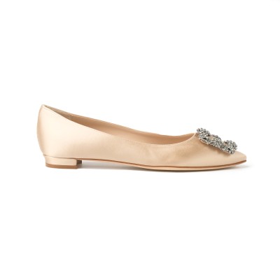 Hangisi Flat Satin in Champagne With FMC Crystal Buckle