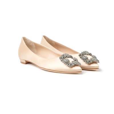 Hangisi Flat Satin in Champagne With FMC Crystal Buckle