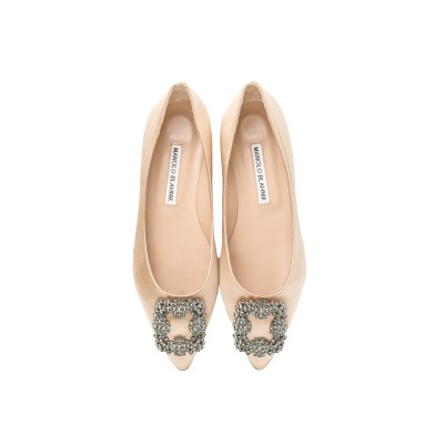 Hangisi Flat Satin in Champagne With FMC Crystal Buckle