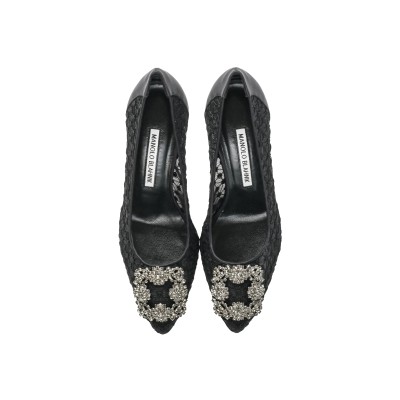 Hangisi 7cm Black Lace Dark Buckle Pumps