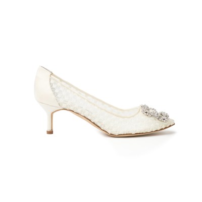 Hangisi 5cm White Lace Crystal Pumps