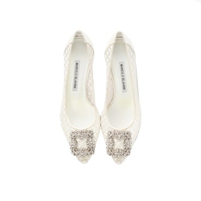 Hangisi 5cm White Lace Crystal Pumps