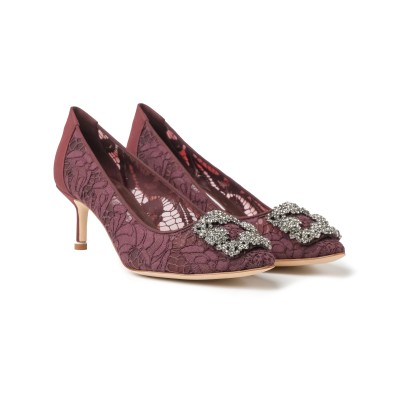 Hangisi 5cm Dred Lace Jewel Buckle Pumps