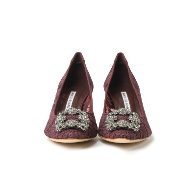 Hangisi 5cm Dred Lace Jewel Buckle Pumps