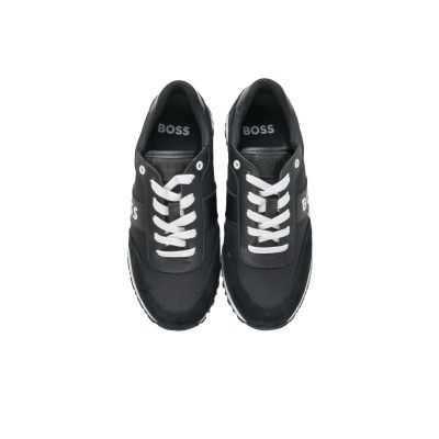 Kids Sneakers Trainers Mixed With Contrast Logo Black White