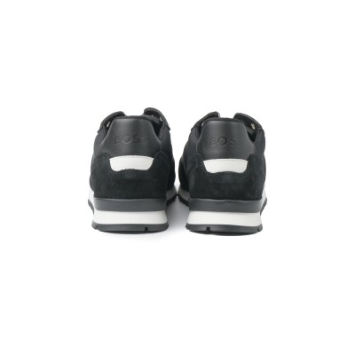 Kids Sneakers Trainers Mixed With Contrast Logo Black White