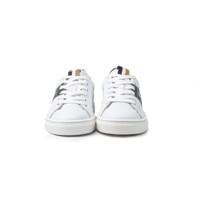 Kids Sneakers Leather Trainers With Logo White Black