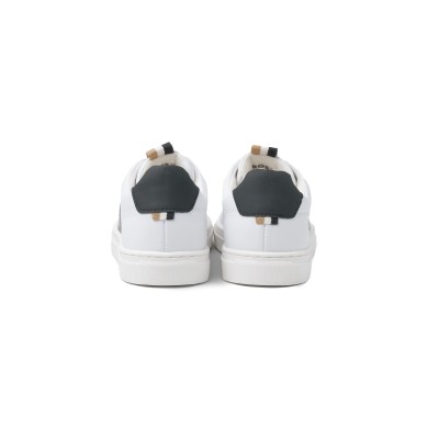 Kids Sneakers Leather Trainers With Logo White Black