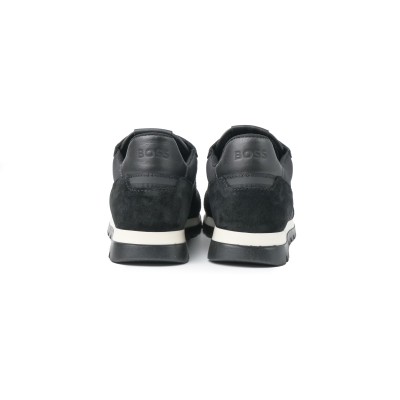 Kids Sneakers Trainers Leather Suede With Logo Black White