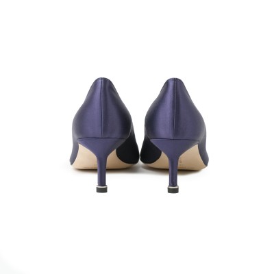 Hangisi Pumps 5cm Satin in Navy With Lsmor Crystal Buckle