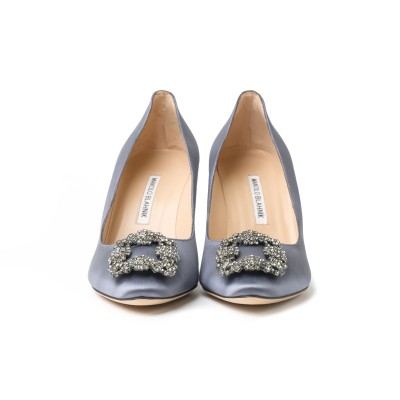 Hangisi 7cm Satin in Navy Grey With FMC Crystal Buckle