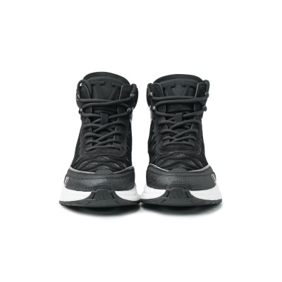 Ready Go Runner Trainer High Top In Fabric And Leather Black