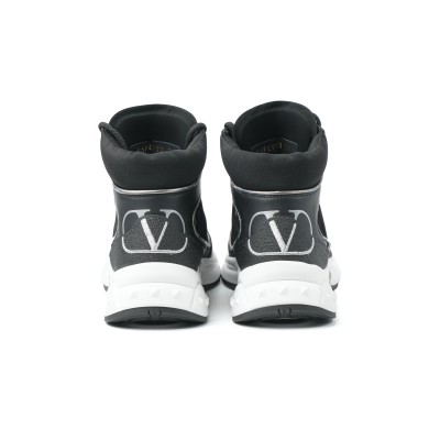 Ready Go Runner Trainer High Top In Fabric And Leather Black