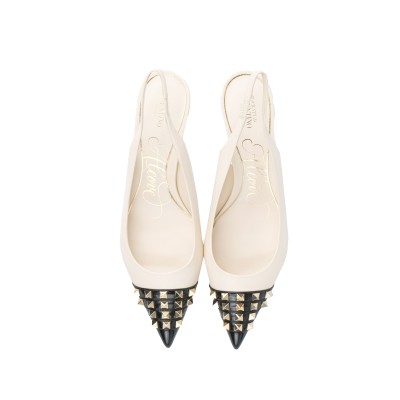 Rockstud Alcove Slingback 5cm Pump Light Ivory Black