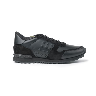 Rockstud Sneakers Leather Suede All Black