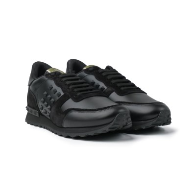 Rockstud Sneakers Leather Suede All Black