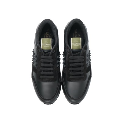 Rockstud Sneakers Leather Suede All Black