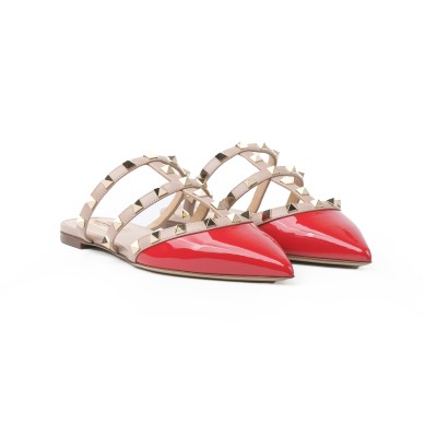 Mules Flat Sandal Red