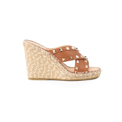 Textured Leather Espadrilles Wedges 10cm Seleria