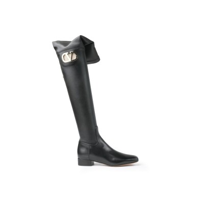 Vlogo Type Over The Knee Boot In Strecth Heels 3cm Black