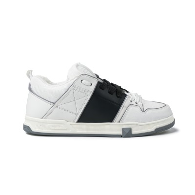 Open Skate Calfskin And Fabric Sneaker White Black