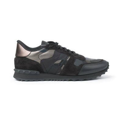 Sneakers Camouflage Mesh Fabric Black