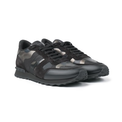 Sneakers Camouflage Mesh Fabric Black