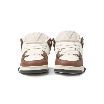 Open Skate Calfskin And Fabric Sneaker Ivory Brown