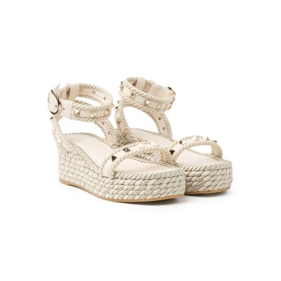 Rockstud Flatform Sandal 4.5cm Light Ivory