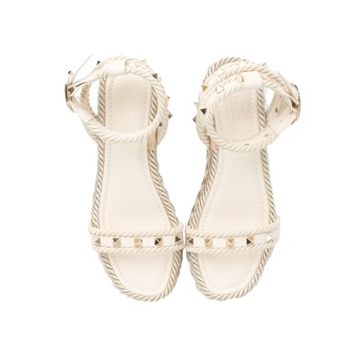 Rockstud Flatform Sandal 4.5cm Light Ivory