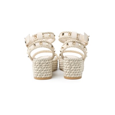 Rockstud Flatform Sandal 4.5cm Light Ivory