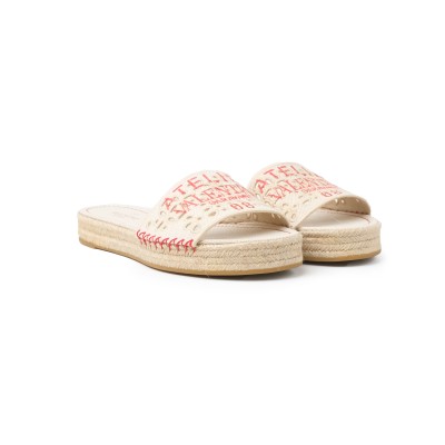 Atelier Espadrilles Slide Sandal White