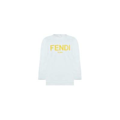 Kids Sweatshirt White Logo Fendi Roma Yellow