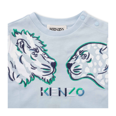 Kids Long Tshirt Pale Blue Tiger And Lion Logo Multicolor