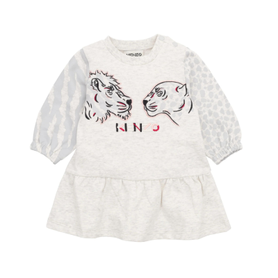 Kids Dress Lion And Tiger Grey Logo Multicolor Girl