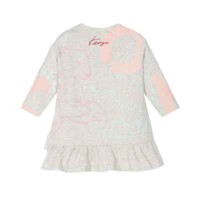 Kids Dress Tiger And Bear Grey Logo Peach