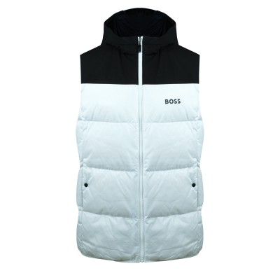 V_Hamar1 Water Repellent Hooded Gilet White With Logo Black