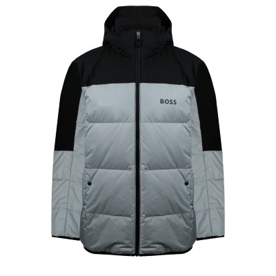 J_Hamar1 Reguler Fit Water Repellent Down Jacket Light Grey Logo Black