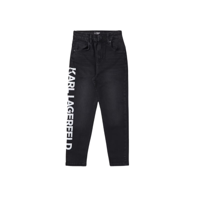 Kids Jeans Pants Black Logo White