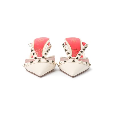 Alcove Mules Kitten 6cm Light Ivory Patent