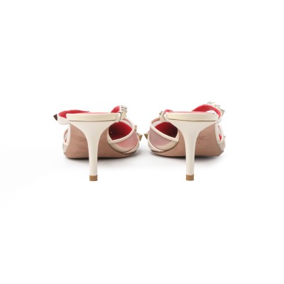 Alcove Mules Kitten 6cm Light Ivory Patent