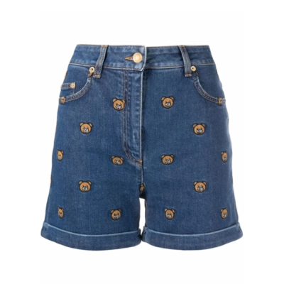 Teddy Bear Embroidered Denim Short