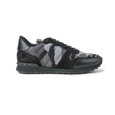 Sneakers Camouflage Mesh Fabric Black Grey