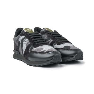 Sneakers Camouflage Mesh Fabric Black Grey