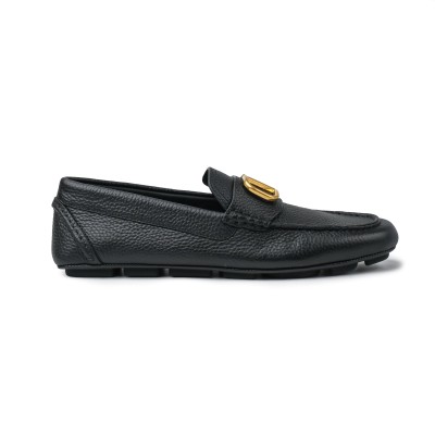 Vlogo Loafers Leather in Black GHW