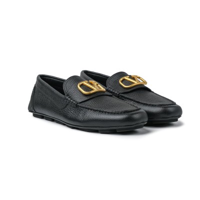 Vlogo Loafers Leather in Black GHW