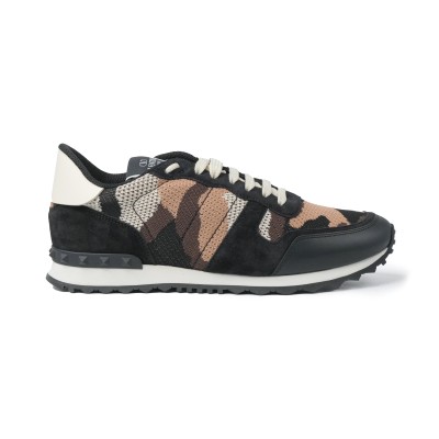 Sneakers Camouflage Mesh Fabric Fondant Black