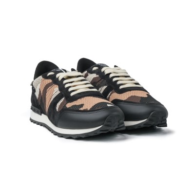 Sneakers Camouflage Mesh Fabric Fondant Black