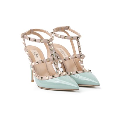 Rockstud Heels 10cm Morning Dew Patent